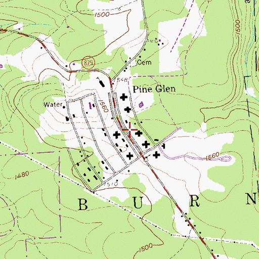 Topographic Map of Pine Glen, PA