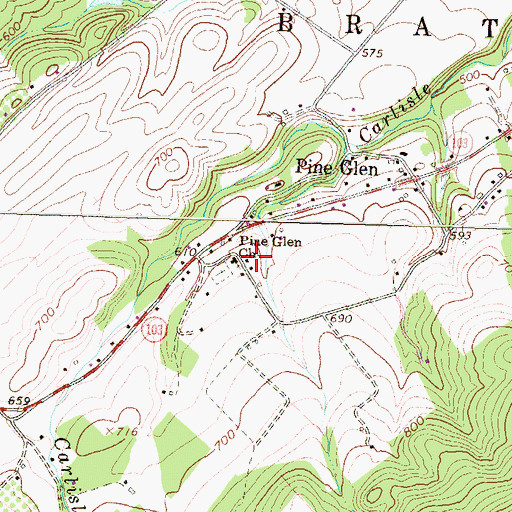 Topographic Map of Pine Glen Church, PA