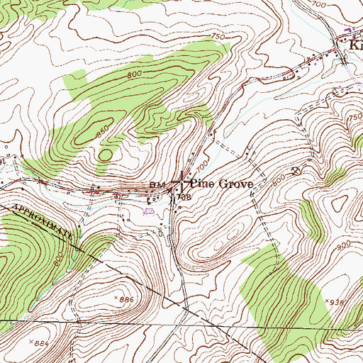Topographic Map of Pine Grove, PA