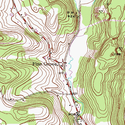 Topographic Map of Pine Grove, PA