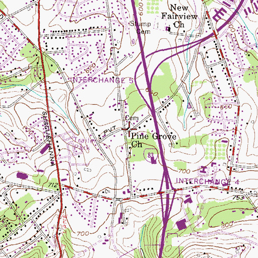 Topographic Map of Pine Grove United Methodist Church, PA