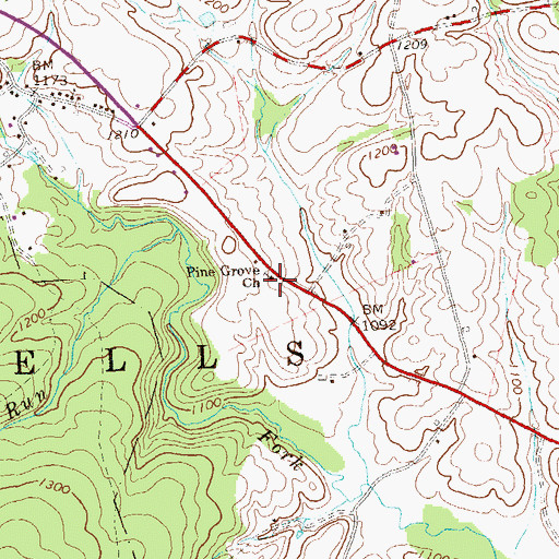 Topographic Map of Pine Grove Church, PA