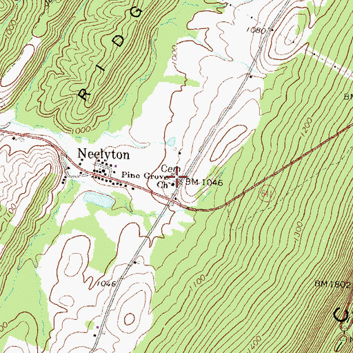 Topographic Map of Pine Grove Church, PA