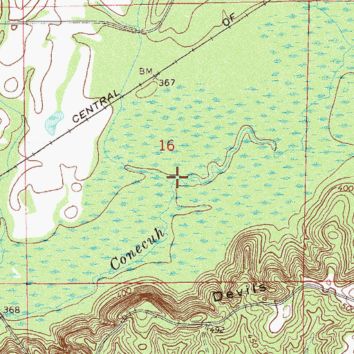 Topographic Map of Flat Creek, AL