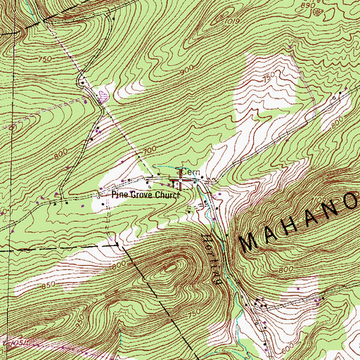 Topographic Map of Pine Grove Church, PA