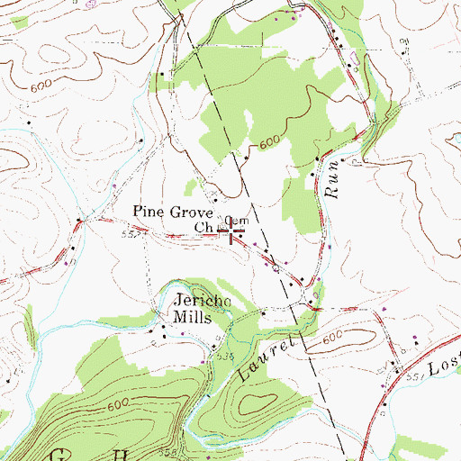 Topographic Map of Pine Grove Church, PA