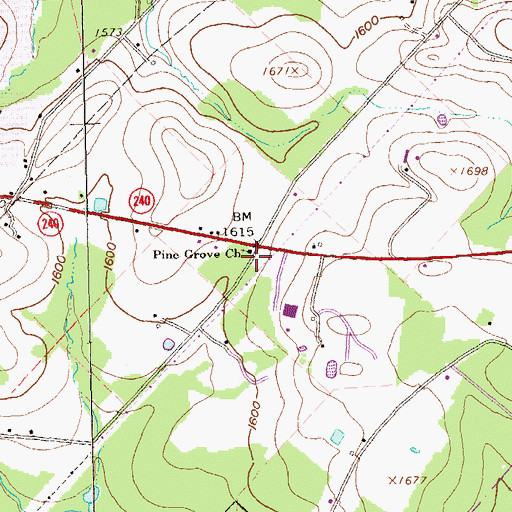 Topographic Map of Pine Grove Church, PA