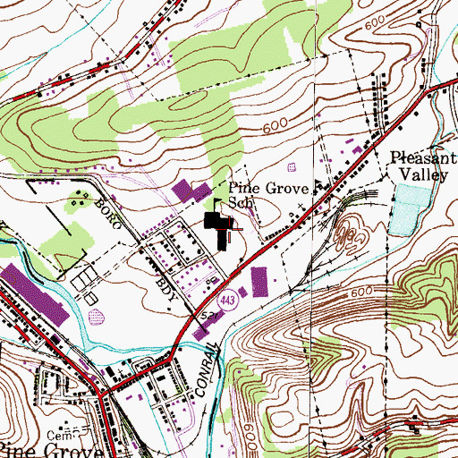 Topographic Map of Pine Grove School, PA