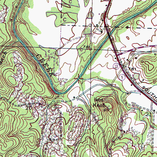 Topographic Map of Flat Creek, AL
