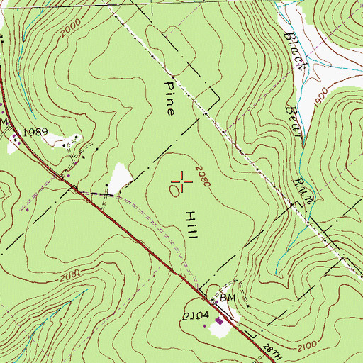 Topographic Map of Pine Hill, PA