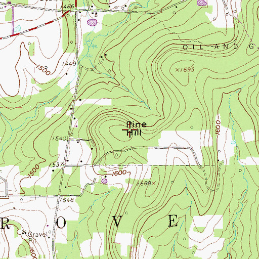 Topographic Map of Pine Hill, PA