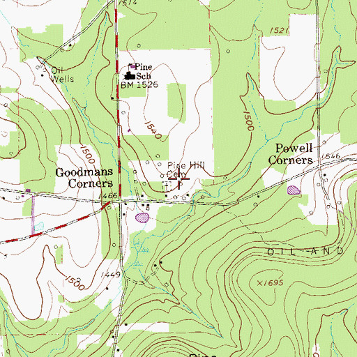 Topographic Map of Pine Hill Cemetery, PA