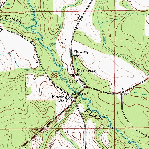 Topographic Map of Flat Creek Church, AL