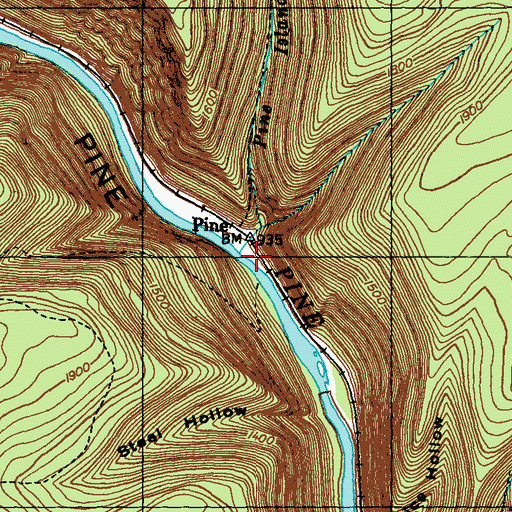 Topographic Map of Pine Island Run, PA