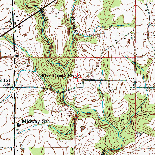 Topographic Map of Flat Creek Church, AL