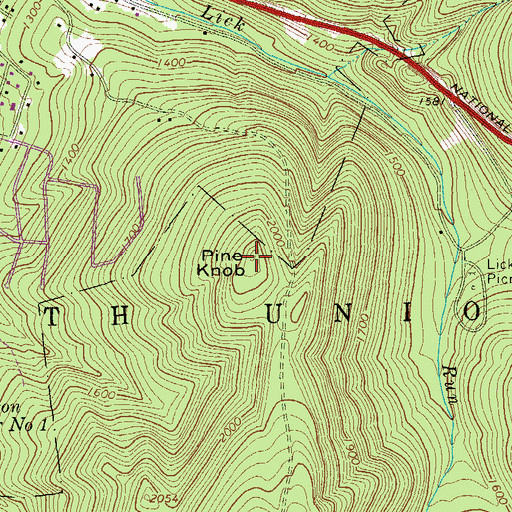 Topographic Map of Pine Knob, PA