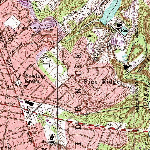 Topographic Map of Pine Ridge, PA