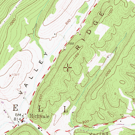 Topographic Map of Pine Ridge, PA