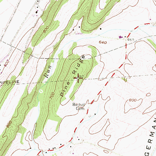 Topographic Map of Pine Ridge, PA