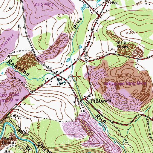 Topographic Map of Pine Run, PA