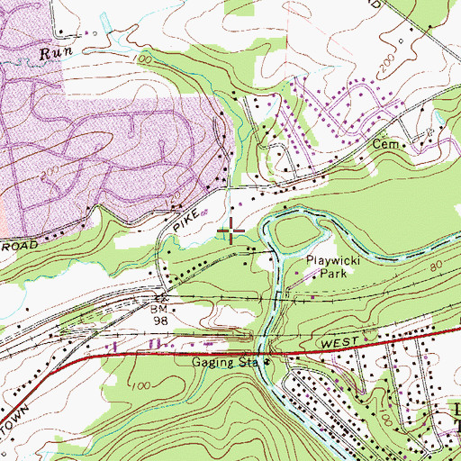 Topographic Map of Pine Run, PA