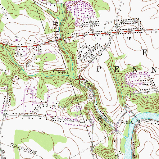 Topographic Map of Pine Run, PA