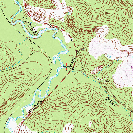 Topographic Map of Pine Run, PA