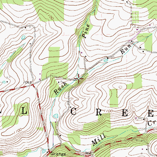Topographic Map of Pine Run, PA