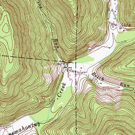 Topographic Map of Pine Run, PA