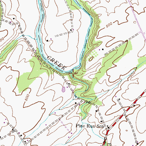 Topographic Map of Pine Run, PA