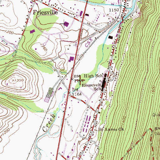 Topographic Map of Pine Run, PA