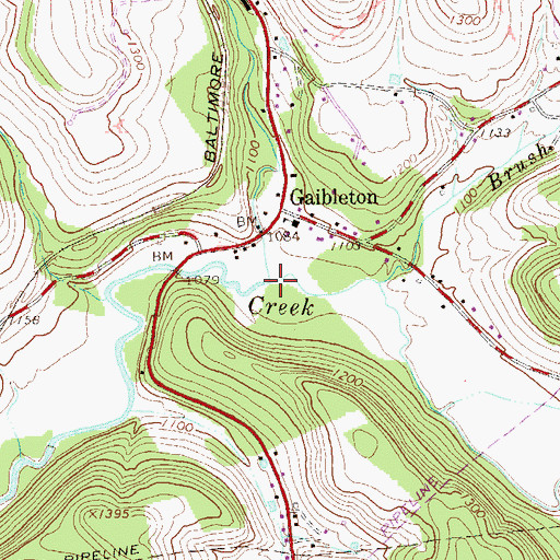 Topographic Map of Pine Run, PA