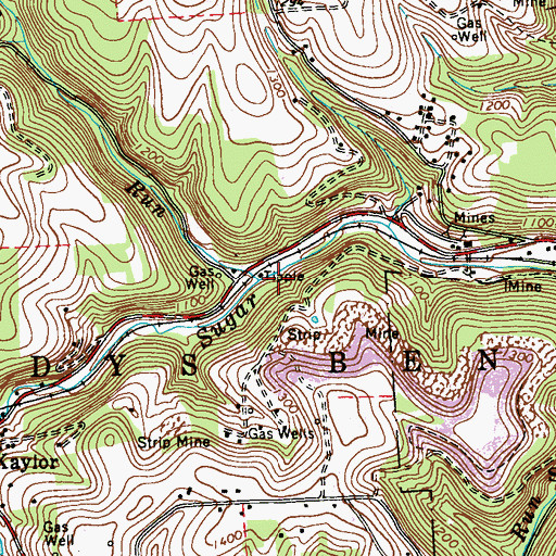 Topographic Map of Pine Run, PA