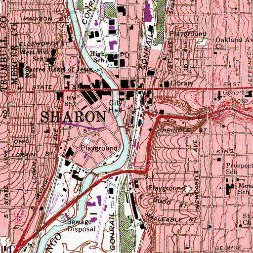 Topographic Map of Pine Run, PA