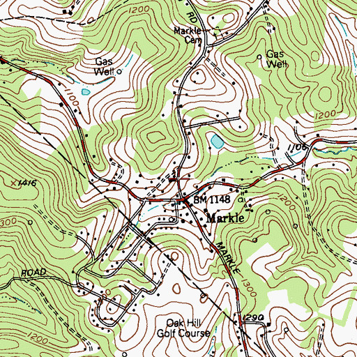 Topographic Map of Pine Run Church, PA