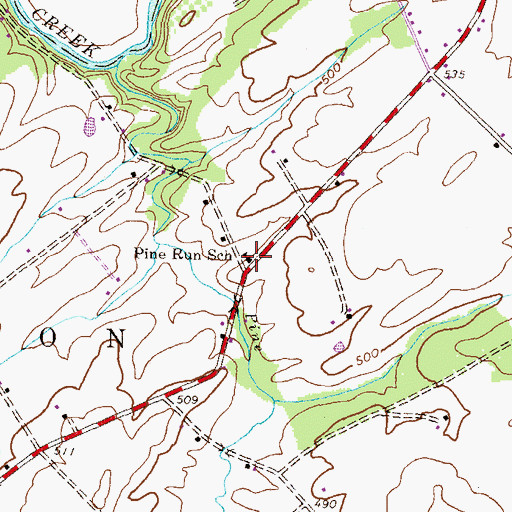 Topographic Map of Pine Run School, PA