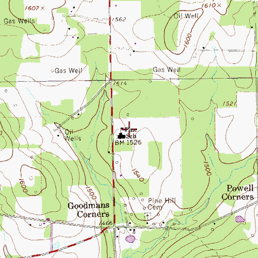 Topographic Map of Pine School, PA