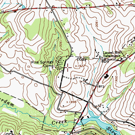 Topographic Map of Pine Springs Camp, PA