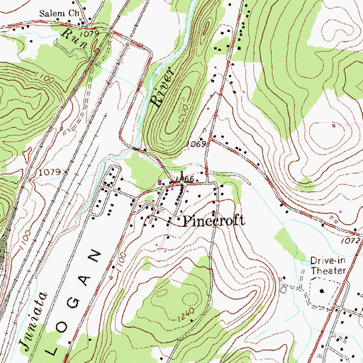 Topographic Map of Pinecroft, PA