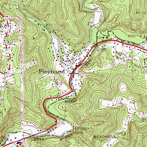Topographic Map of Pinehurst, PA