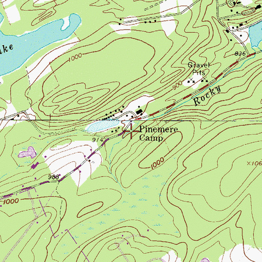 Topographic Map of Pinemere Camp, PA