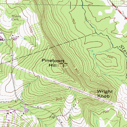 Topographic Map of Pinetown Hill, PA