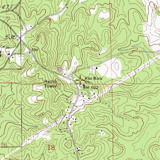 Topographic Map of Flat Rock Church, AL
