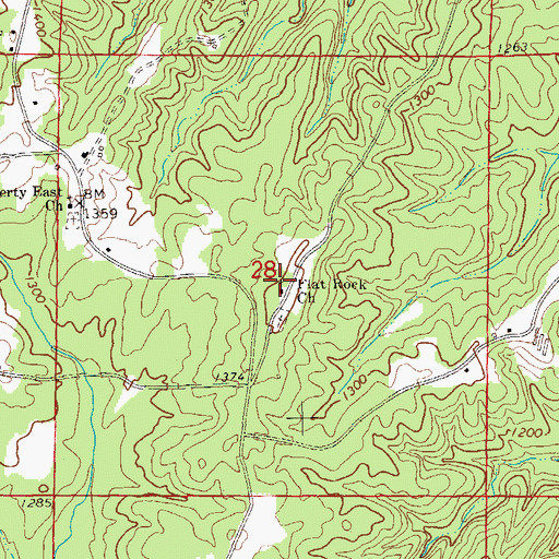 Topographic Map of Flat Rock Church, AL