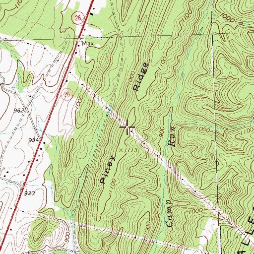 Topographic Map of Piney Ridge, PA
