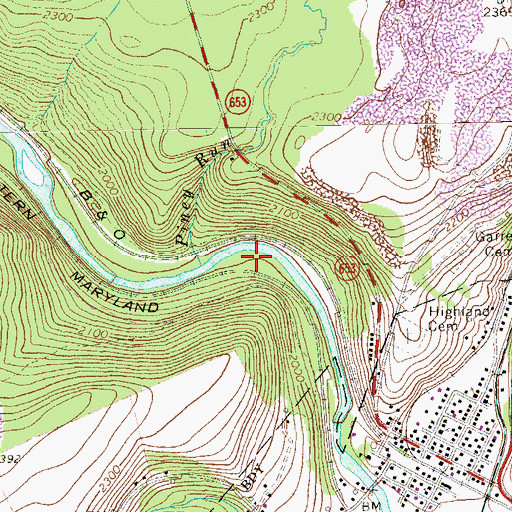 Topographic Map of Piney Run, PA