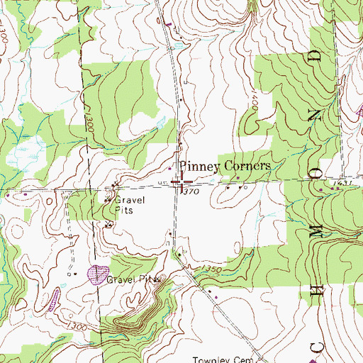 Topographic Map of Pinney Corners, PA