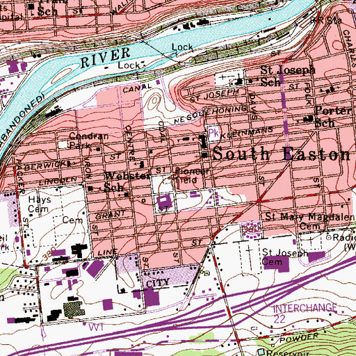 Topographic Map of Pioneer Field, PA