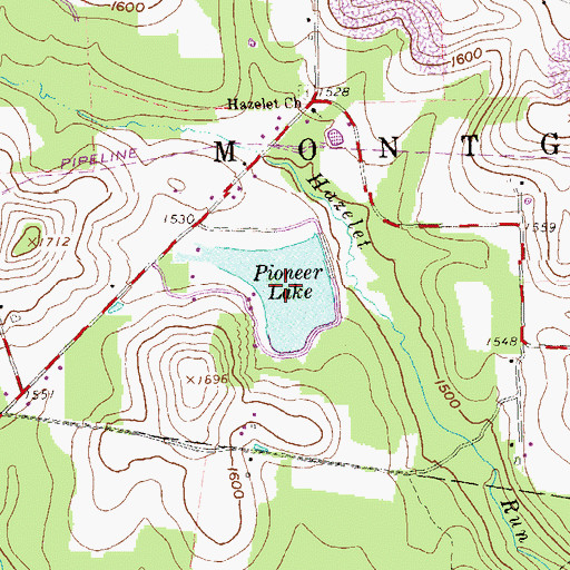 Topographic Map of Pioneer Lake, PA