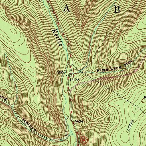 Topographic Map of Pipe Line Hollow, PA